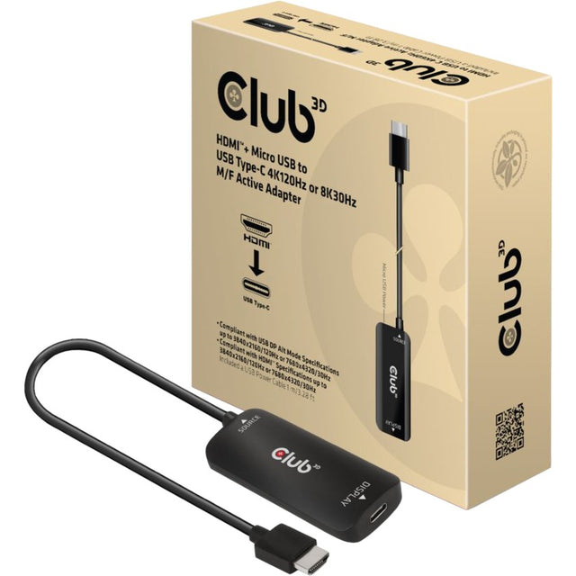 Adapter Club 3D HDMI+ Micro USB na USB-C (czarny)