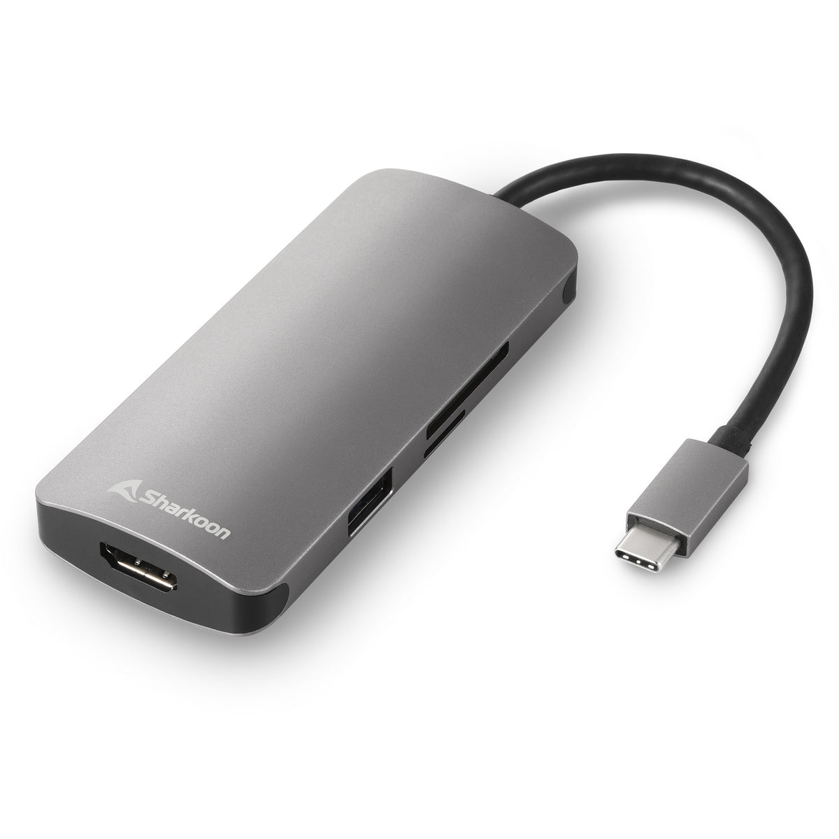 Stacja dokująca wieloportowego adaptera Sharkoon USB 3.0 typu C (ciemnoszary, HDMI, USB-C 3.2 (5 Gbit s), 3x USB-A 3.2 (5 Gbit s), microSD, SD)
