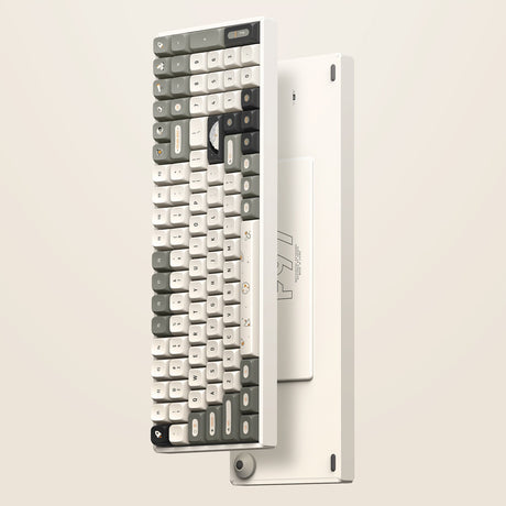Bezprzewodowa klawiatura mechaniczna Iqunix F97 hitchhiker (szara, układ amerykański (qwerty), wiśniowy mx brązowy, 96%, diody rgb, hot-swap, pbt, 2,4 ghz | bluetooth 5.1 | usb-c)