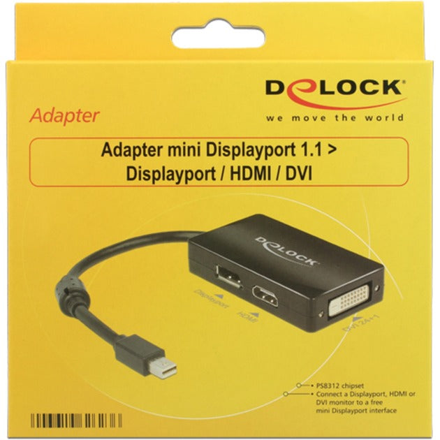 Delock adapter mini displayport > displayport hdmi dvi (czarny, 0,16 m)