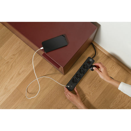Brennerstuhl ecolor 4-kierunkowa listwa zasilająca z 2 złączami do ładowania USB, listwa zasilająca (czarna, 2x USB-C)