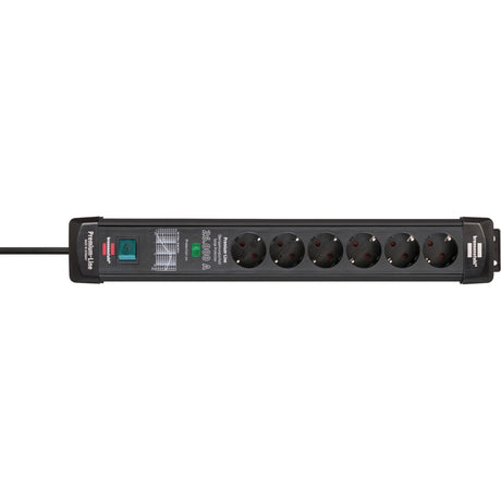 Ochrona przeciwprzepięciowa Brennerstuhl premium-line 26000a 6-kierunkowa czarna 1,8 m h05vv-f 3g1,5
