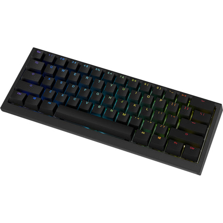 Klawiatura mechaniczna Ducky one x mini bezprzewodowa rgb (czarna, układ amerykański (qwerty), indukcyjna, 60%, z możliwością wymiany podczas pracy, pbt, 2,4 ghz | bluetooth | usb-c)