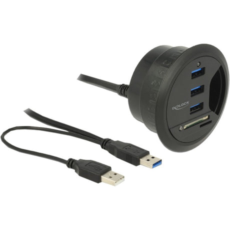 Delock koncentrator biurkowy z 3 portami USB 3.0 i 2 gniazdami, czytnikiem kart SD, czytnikiem kart
