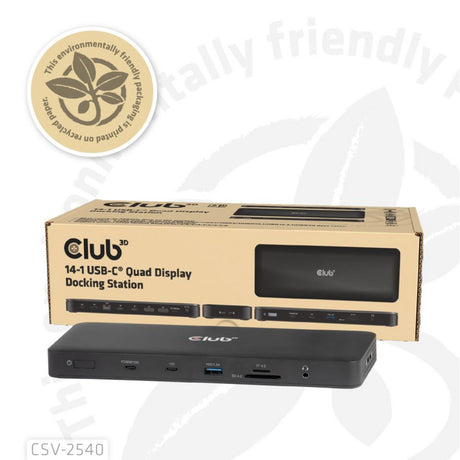 Stacja dokująca z czterema wyświetlaczami Club 3D 14-1 USB-C (czarna)