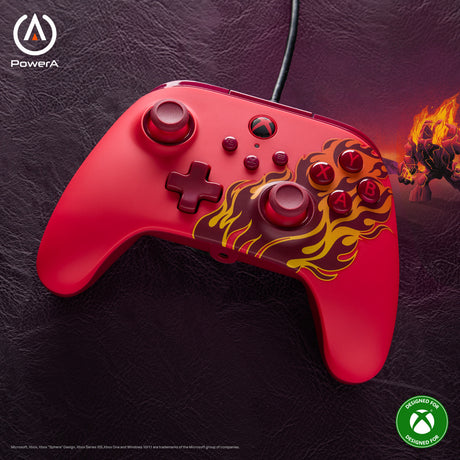 Kontroler Powera Advantage z kablem do serii Xbox x|s - red fire (czerwony, xbox series x|s, xbox one, PC)