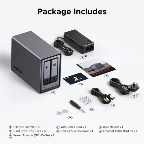 Ugreen nasync dxp2800 (szary, 2,5 GBe, HDMI, USB-C)