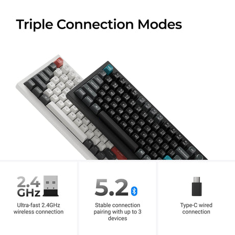 Keychron q1 ultra-m4 8k bezprzewodowa, niestandardowa klawiatura mechaniczna (czarna, układ amerykański (qwerty), jedwabny pom banan, 75%, rgb, hot swap, 8k, 2,4 ghz | bluetooth 5.2 | usb-c)
