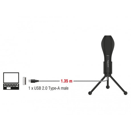 Delock Mikrofon pojemnościowy USB (czarny, ze stojakiem stołowym)