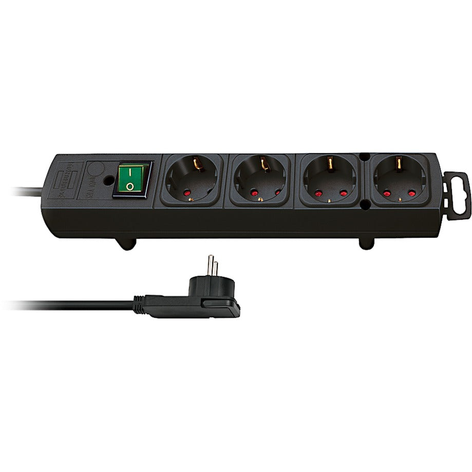 Gniazdo Brennerstuhl Comfort-line Plus z płaską wtyczką 4x czarne 2m h05vv-f 3g1,5 - 1153100100