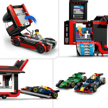 Lego City Ciężarówka F1 z zestawem samochodów RB20 i AMR24 F1® — 60445