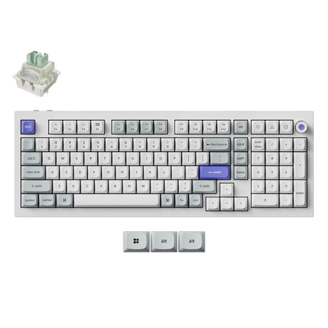 Keychron q5 he 8k klawiatura z przełącznikiem magnetycznym (biała, układ us (qwerty), ultraszybka limetka, 96%, diody rgb, osa double-shot pbt, hot swap, pokrętło)