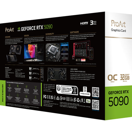 Asus geforce rtx 5090 proart oc grafische kaart (dlss 4, 2x displayport, 2x hdmi 2.1, 1x usb-c)