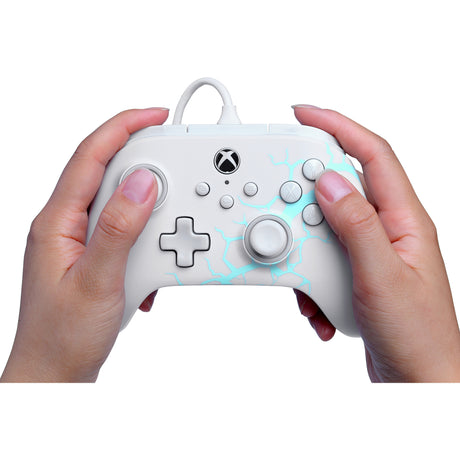 Kontroler Powera Advantage z kablem do konsoli Xbox x|s - polar ice (biało-niebieski, xbox series x|s, xbox one, PC)