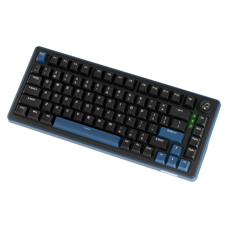 Klawiatura mechaniczna Ducky OK-M-75 RGB (czarna, układ US (QWERTY), KTT linear, 75%, RGB, hot-swap, PBT, 2,4 GHz | Bluetooth | USB-C)