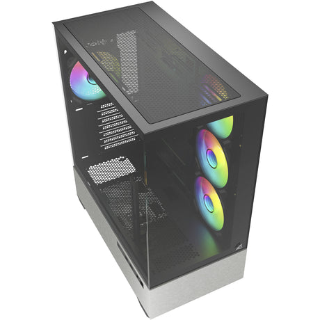Obudowa midi tower Sharkoon ak7 argb (czarna | 2x USB-A | 1x USB-C | RGB | szkło hartowane)