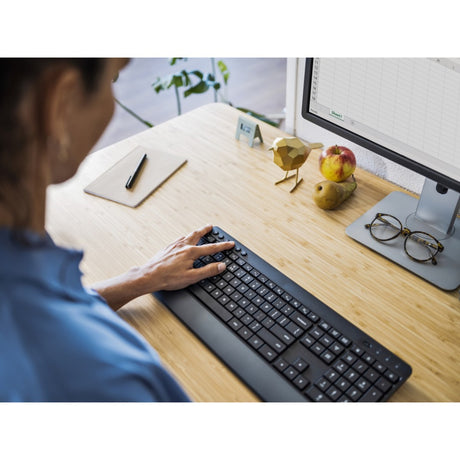 Zaufaj bezprzewodowemu zestawowi klawiatury i myszy Trezo Comfort na komputer stacjonarny (czarny, układ US (QWERTY), 100%)