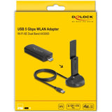 Delock Dwuzakresowy adapter USB WLAN Wi-Fi 6e Adapter WLAN AX3000 (czarny)