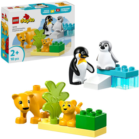 LEGO Duplo Town 10442 rodziny dzikich zwierząt: pingwiny i lwy