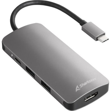 Stacja dokująca wieloportowego adaptera Sharkoon USB 3.0 typu C (ciemnoszary, HDMI, USB-C 3.2 (5 Gbit s), 3x USB-A 3.2 (5 Gbit s), microSD, SD)