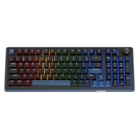 Klawiatura mechaniczna Ducky OK-M-98 RGB (czarna, układ US (QWERTY), KTT linear, 96%, RGB, hot-swap, PBT, 2,4 GHz | Bluetooth | USB-C)