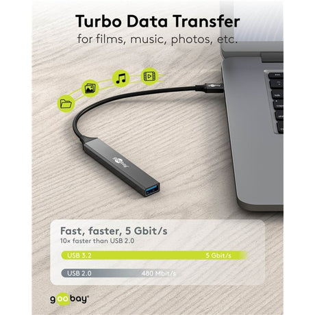 Goobay slim Hub USB z 4 portami, USB-C na USB-C USB-A, 5 Gbit s (jasnoszary)