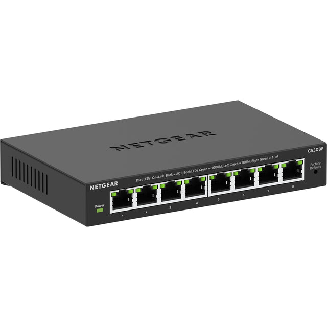 8-portowy przełącznik Gigabit Ethernet Plus Netgear (GS308EV4) (czarny)