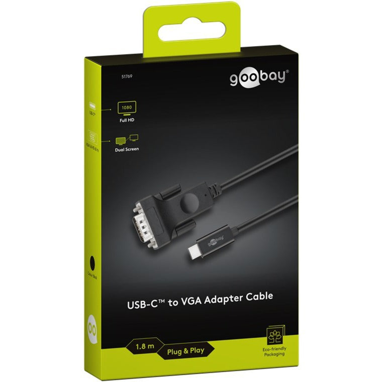 Kabel przejściowy Goobay USB-C na VGA (czarny, 1,8 m)