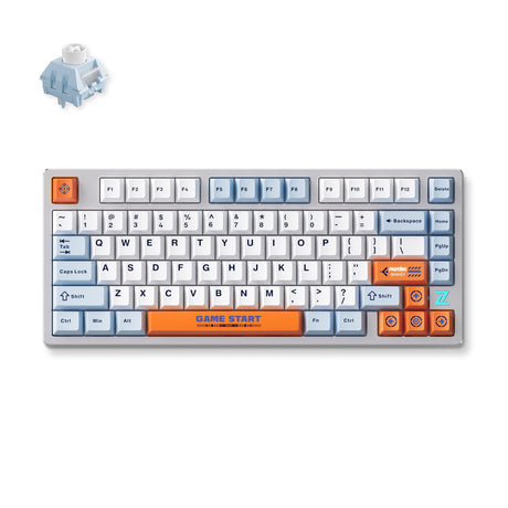 Mchose Z75s pomarańczowy niebieski Snow Tiger metalowa pokrywa górna bezprzewodowa mechaniczna klawiatura rgb (szara, układ amerykański (qwerty), ttc snow tiger, 75%, rgb, hot swap, double-shot pbt, bezprzewodowa | bluetooth | usb-c)