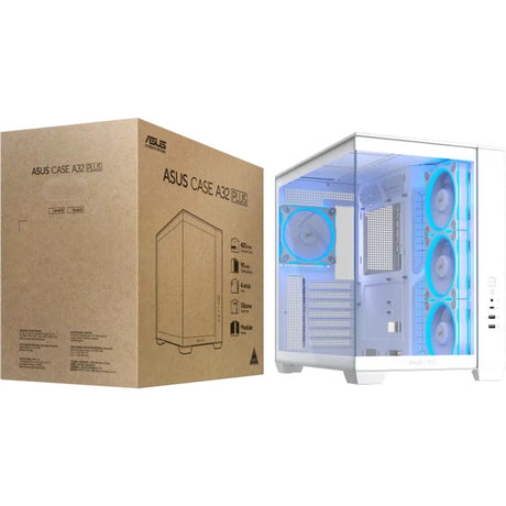 Obudowa Asus a32 plus midi tower (biała | 2x USB-A | 1x USB-C | RGB | szkło hartowane)