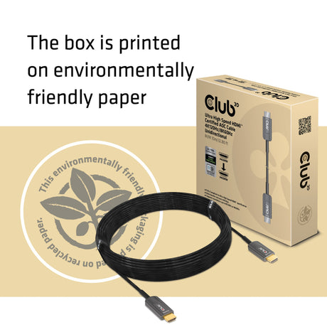 Certyfikat Club 3D Ultra High Speed AOC HDMI 2.1, jednokierunkowy kabel męsko-męski (czarny, 10 metrów, 4K 120 Hz, 8K 60 Hz, 48 Gb/s)