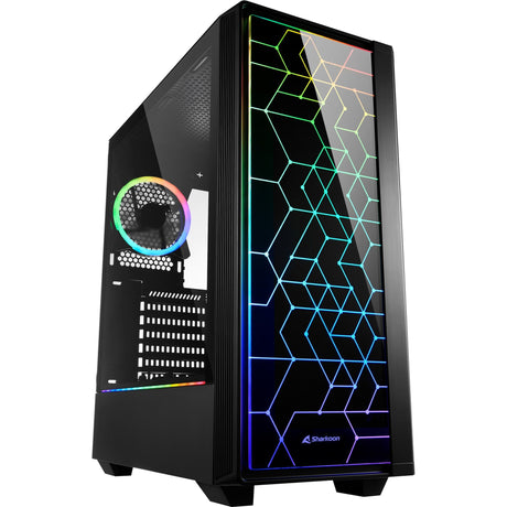 Obudowa midi tower Sharkoon rgb lit 100 (czarna | 3x usb-a | rgb | okno)