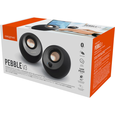 Głośnik do komputera Creative Pebble V3 (czarny, Bluetooth, USB-C, Aux)