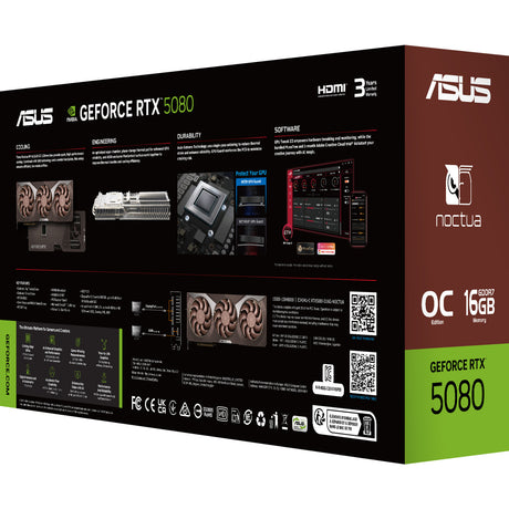 Asus geforce rtx 5080 noctua oc 16g grafische kaart (3x displayport, 2x hdmi 2.1, dlss 4)