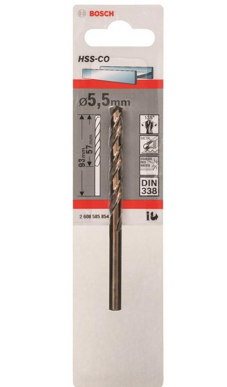Bosch - wiertła do metalu hss-co, standardowe 6,5 x 63 x 101 mm