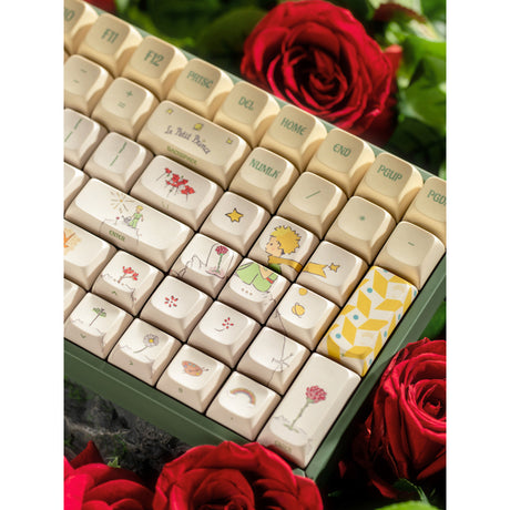 Mechaniczna klawiatura do gier Iqunix F97 Floral Date RGB (zielona, układ USA (Qwerty), iqunix Little Prince, 96%, diody RGB, możliwość wymiany podczas pracy, pbt, 2,4 GHz | bluetooth 5.1 | USB-C)
