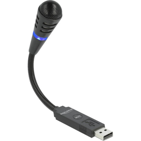 Delock Mikrofon USB na gęsiej szyi z przyciskiem wyciszenia (czarny)