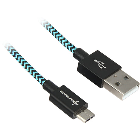 Kabel Sharkoon USB 2.0, USB-A > micro-USB B (czarny jasnoniebieski, 1 metr)