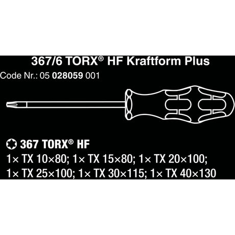 Zestaw wkrętaków Wera 367 6 Torx HF Kraftform Plus + stojak (czarno-zielony, 6 sztuk)