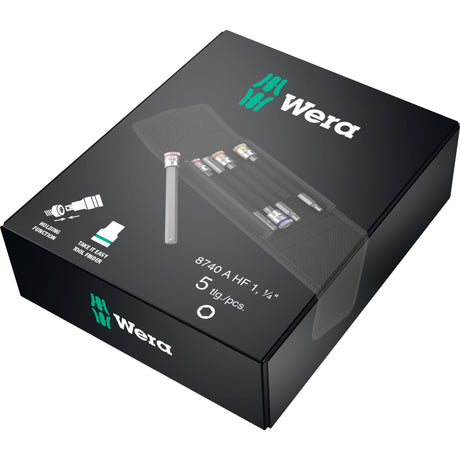 Wera 8740 a HF 1 zestaw kluczy nasadowych zyklop z łbem sześciokątnym (czarno-srebrny, 5-częściowy, z funkcją przytrzymywania, 1 4 -napęd)
