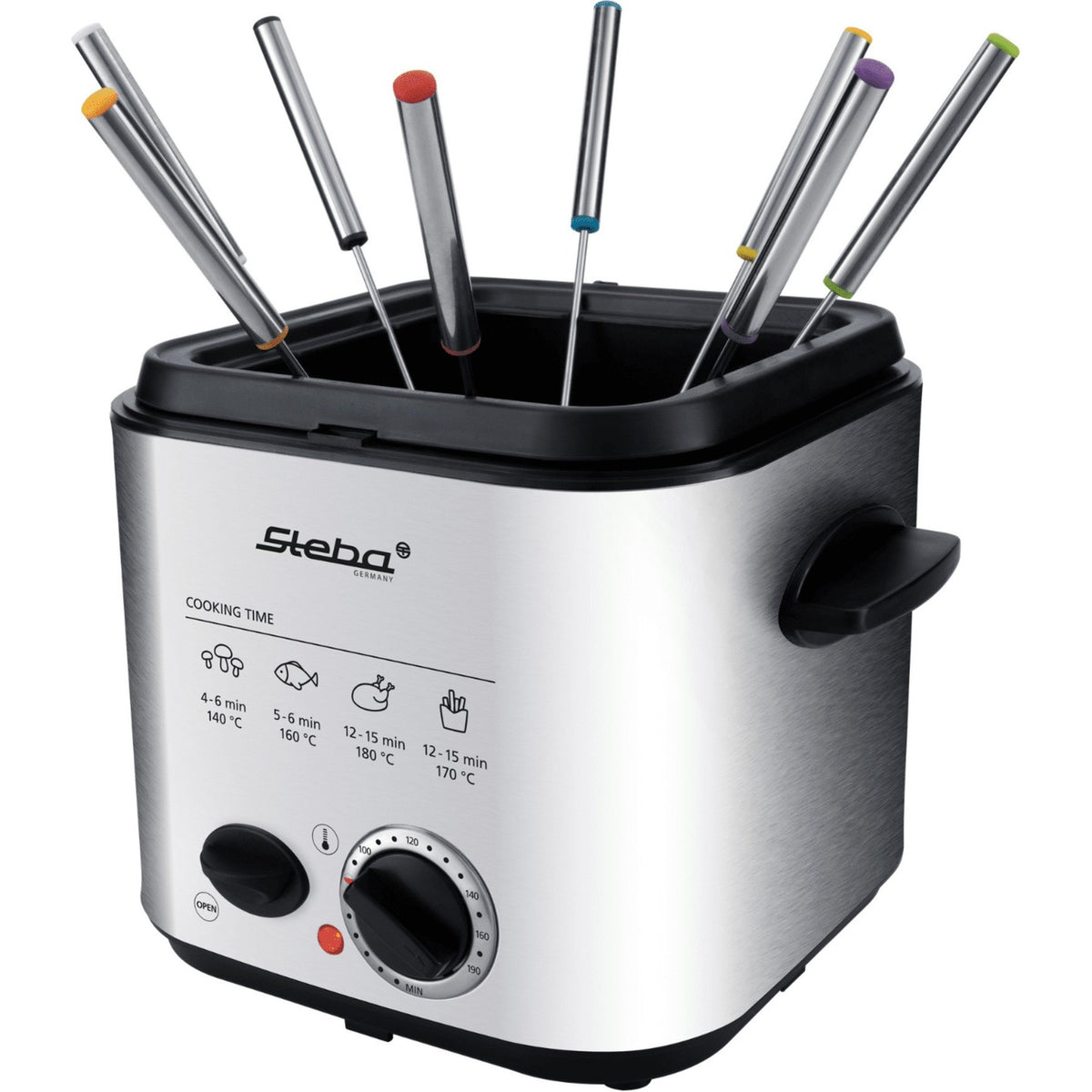 Steba df95f - mini frytkownica do fondue (stal nierdzewna czarna, 1,25 litra)
