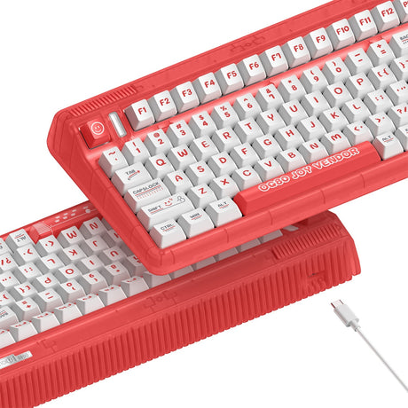 Bezprzewodowa klawiatura mechaniczna Iqunix og80 Joy Seller (czerwona, układ amerykański (qwerty), wiśnia mx cicha czerwona, 80% (tkl), diody led rgb, możliwość wymiany podczas pracy, pbt, 2,4 GHz | bluetooth 5.1 | usb-c)