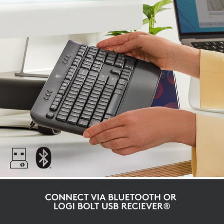 Komfortowa bezprzewodowa klawiatura Logitech K650 (grafit, układ USA-International (QWERTY), 100%)