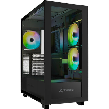 Sharkoon rebel c60 rgb obudowa midi tower (czarna | 2x usb-a | 1x usb-c | rgb | szkło hartowane)