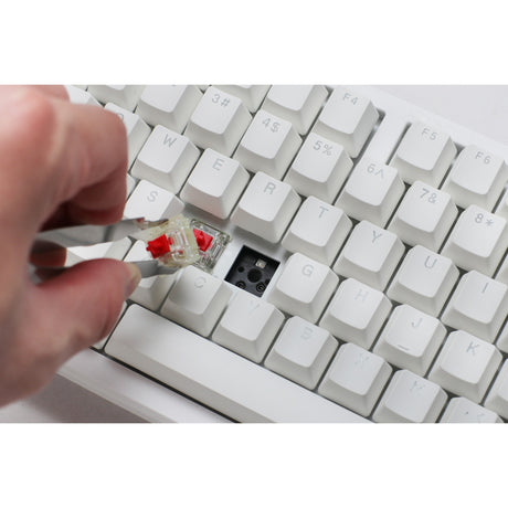 Ducky zero 6108 czysta biała mechaniczna klawiatura do gier rgb (biała, układ amerykański (qwerty), wiśnia mx2a speed silver, 100%, diody rgb, double-shot pbt, hot swap, 2,4 ghz | bluetooth | usb-c)