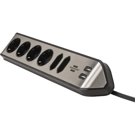 Brennerstuhl ®estilo narożna listwa przyłączeniowa z funkcją ładowania USB 6-kierunkowa 4x gniazdo ochronne 2x euro srebrny czarny