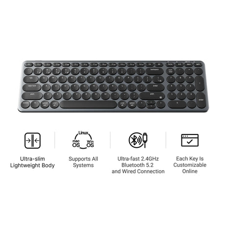Klawiatura Keychron b4 pro-k8 (biała, układ amerykański (qwerty), przełączniki nożycowe, 96%, nasadki klawiszy abs, 2,4 GHz | bluetooth | usb)