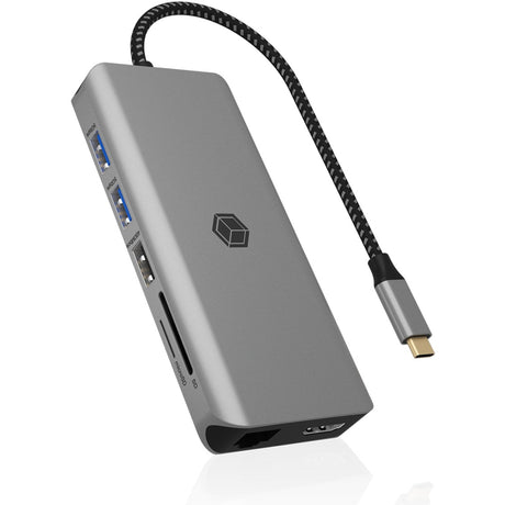 Stacja dokująca Icy box ib-dk4061-cpd (antracyt, USB-A, USB-C, HDMI, czytnik kart, Gigabit LAN)