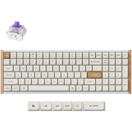 Klawiatura mechaniczna Keychron K4 HE-Q1 w specjalnej edycji (biała, układ US (QWERTY), mgławica magnetyczna z podwójną szyną Gateron, 96%, podwójne klawisze osa, hot swap, Bluetooth | USB-C | 2,4 GHz)