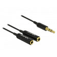 Delock Kabel rozgałęźnik audio stereo jack męski 3,5 mm > 2x stereo jack żeński kabel rozgałęźny (czarny)